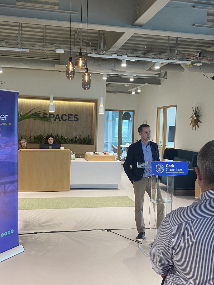 CorkChamber's tweet photo. Up Next➡️ Kenneth Dwyer, Area Sales Manager, Team Lead, IWG giving us an overview of @spacesworks and IWG #CCNetworking https://t.co/TkpRGCIAgD
