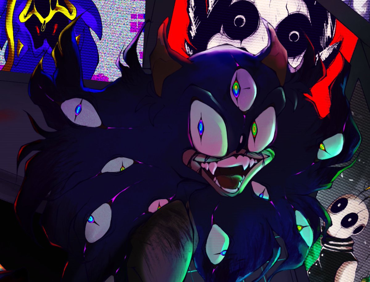 AzulDraws's tweet photo. This took me a FOREVER to finish, but it’s finally done. As well the cameos of other EXEs. Enjoy, it might be awhile till I make another one of these. #sonicexeoc #exeoc #EXE #EXEJAM_Art #exeverse https://t.co/kRONPeGMLs
