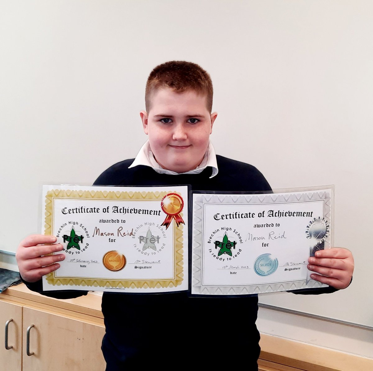 BrechinHighLib's tweet photo. ACHIEVEMENT -
Very well done to epic S1, Mason, who bagged both BRONZE & SILVER for his PrΓͺt-Γ -Lire reading today. π₯π₯
ππ»ππ»ππ»
Keep up the good work, and you'll earn the top prize - a FREE day at @WildShoreDundee.
#BrechinHighValues #PretALire #ThisIsBrechin https://t.co/jVS4fGBxKw