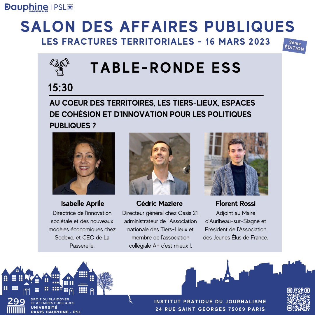 📆J-1 avant le Salon des Affaires Publiques !

🤗Nous avons le plaisir de vous présenter les intervenants pour les conférences des thématiques Europe, numériques et économie sociale et solidaire (ESS) ! #SAP
