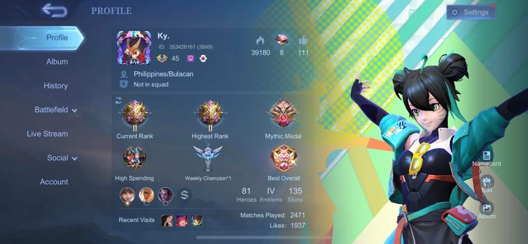 BloodMinokawa's tweet photo. HELLO!!! I'M HELPING MY FRIEND TO SELL HIS ML ACCOUNT
🎮⊂(・▽・⊂)

IF YOU'RE INTERESTED JUST PM HIM ON FB [AL Rivera Engaño]
                          ╰(＾3＾)╯
(or you can just dm me)
I'm still lf moots hehe💚
#selling
#MobileLegendsBangBang
#MLPH https://t.co/EgCHqP7Hq2