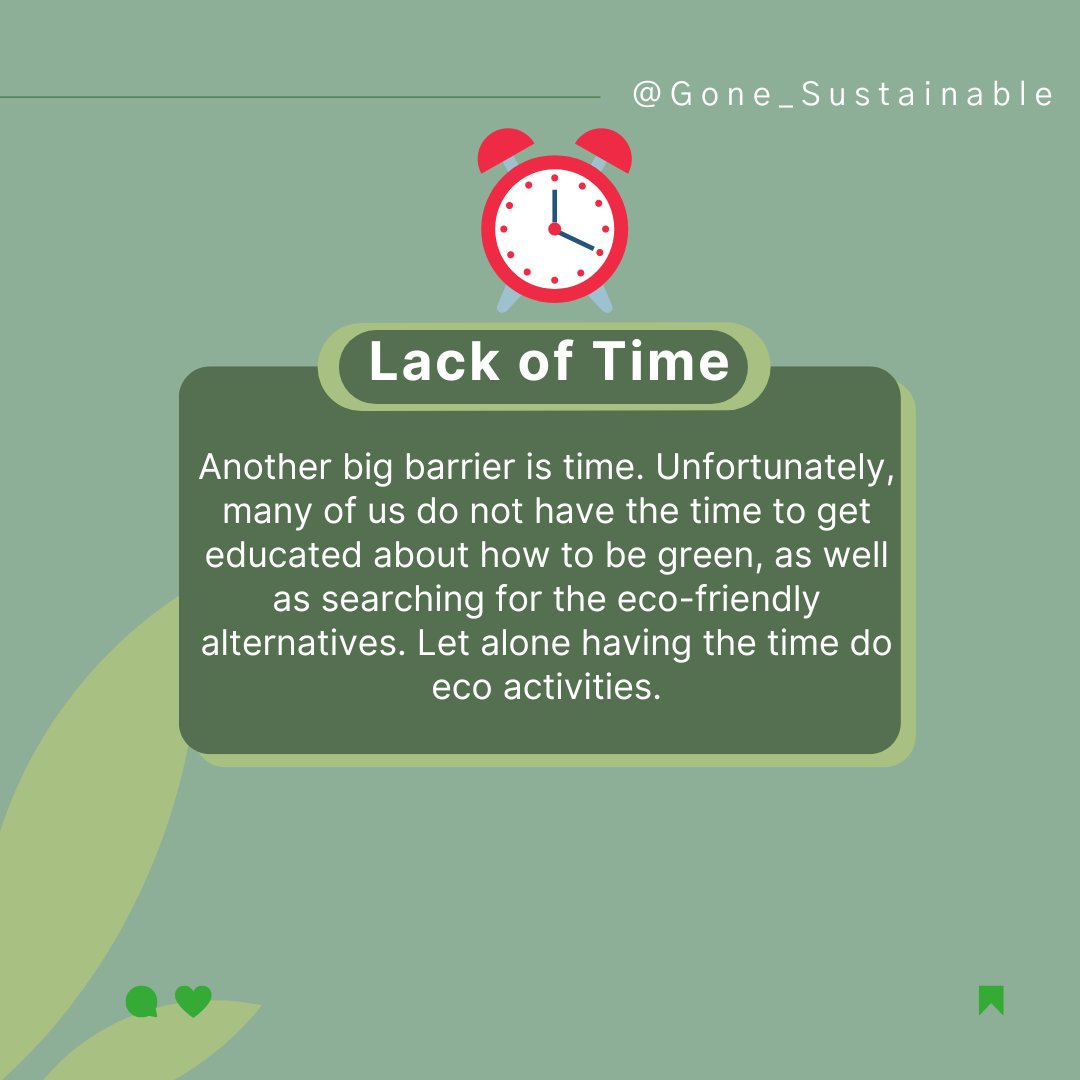 GoneSustainable's tweet photo. Lack of Time โฐ
Many of us do not have the time to get educated about how to be green, as well as searching for the eco-friendly alternative. Let alone taking on eco activities.
#barrierstogoinggreen #goinggreen #gosustainable #ecoblogger #sustainableblogger #greenblogger https://t.co/z5Lx5riXXD