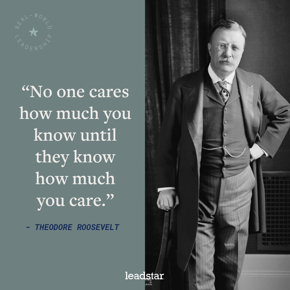 Theodore Roosevelt, the youngest President to serve our nation, brought new excitement and power to the Presidency. "I did not usurp power," he wrote, “but I did greatly broaden the use of executive power.” #leadstar #emotionalintelligence