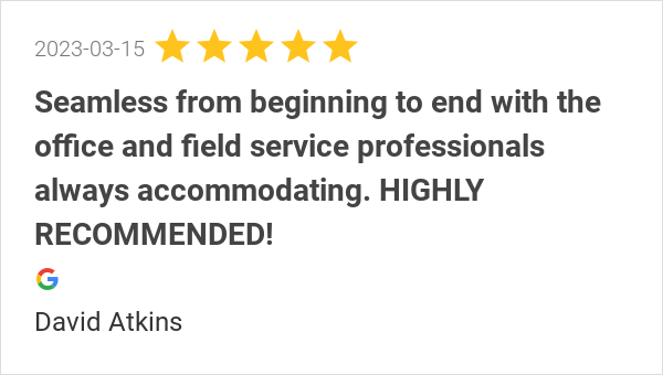 New 5.0-star Review: "Seamless from beginning to end with the office and field service professionals always...