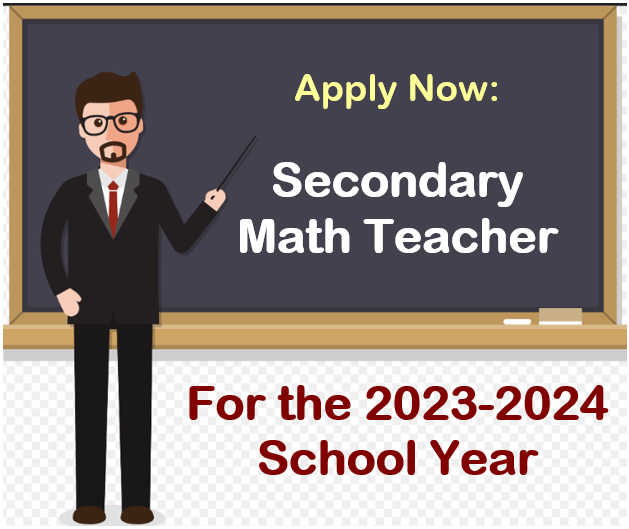 JOB POSTING 
BSSD is seeking to hire for upcoming 2023-2024 School Year:
Secondary Math Teacher (anticipated vacancy)

Apply by 03/29/2023

For more details on all vacant positions and to apply, GO HERE - ->
bigspringsd.tedk12.com/hire/index.aspx