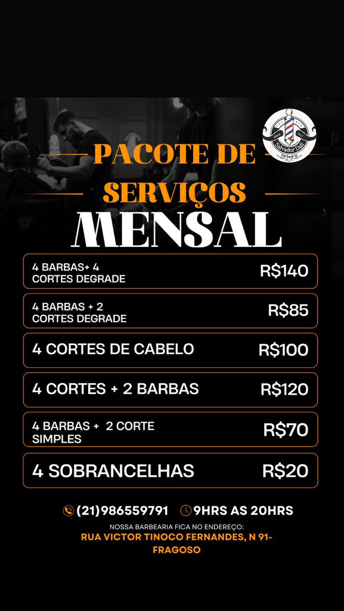 antonioduarttt's tweet photo. Horários disponíveis hoje galera! ⏰ Agendamentos através do WhatsApp (21) 986559791.
Cortes tradicionais e cortes personalizados ! 
Link disponível na bio pra facilitar! 

Rua Victor tinoco Fernandes, n91 Fragoso (rua em frente ao posto de gasolina) https://t.co/8XtdEXhKCG