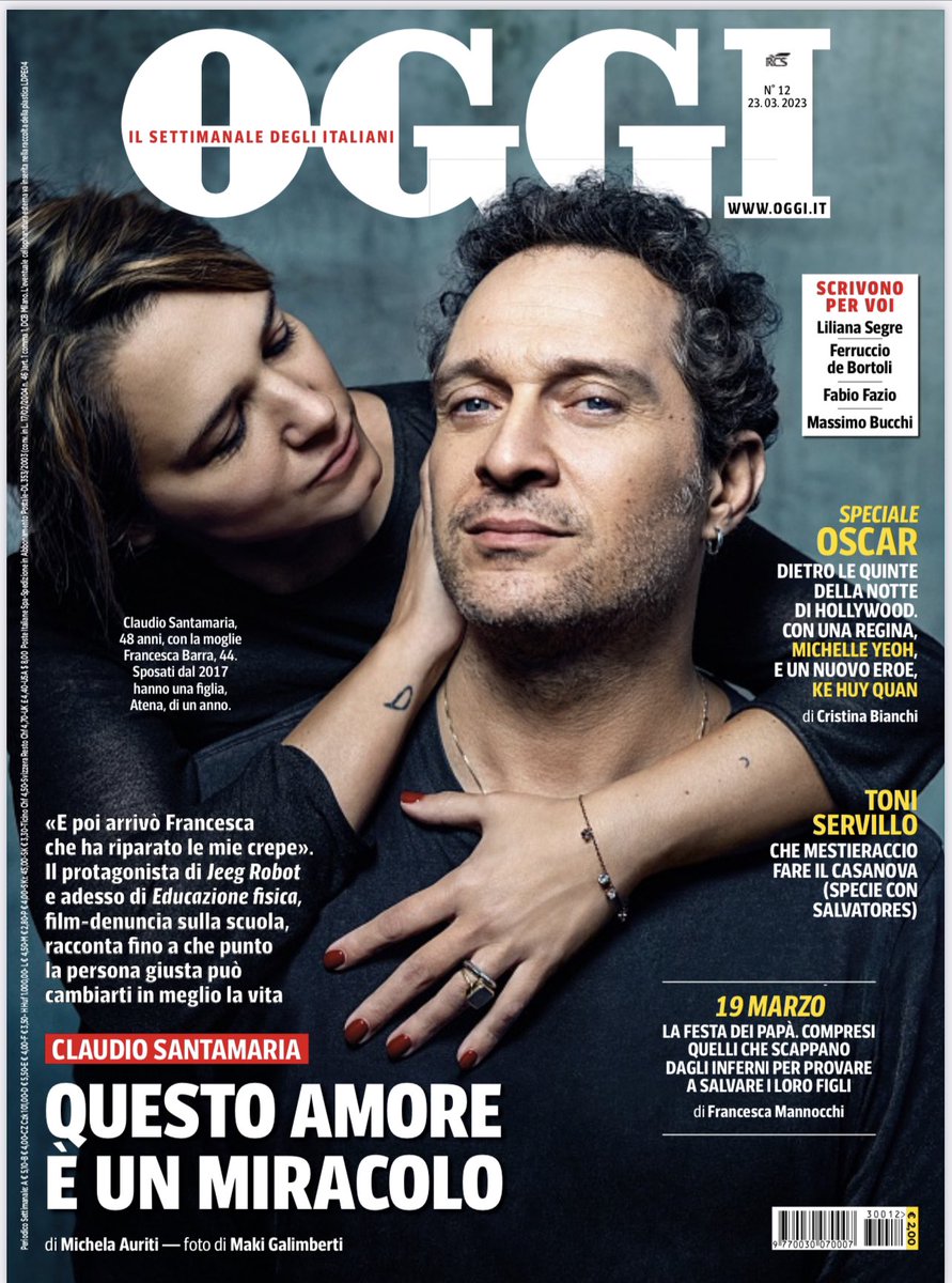 OggiSettimanale (@oggisettimanale) on Twitter photo Sul nuovo #OggiSettimanale: <a href="/ClaudSantamaria/">Claudio Santamaria</a> salvato dall’amore; speciale #Oscar2023 con tutti i backstage; #TonyServillo seduttore per #Salvatores; <a href="/mannocchia/">francesca mannocchi</a> e i padri coraggiosi. E i solo nostri <a href="/DeBortoliF/">Ferruccio de Bortoli</a> <a href="/fabfazio/">Fabio Fazio</a> #LilianaSegre e #MassimoBucchi Sul nuovo #OggiSettimanale: <a href="/ClaudSantamaria/">Claudio Santamaria</a> salvato dall’amore; speciale #Oscar2023 con tutti i backstage; #TonyServillo seduttore per #Salvatores; <a href="/mannocchia/">francesca mannocchi</a> e i padri coraggiosi. E i solo nostri <a href="/DeBortoliF/">Ferruccio de Bortoli</a> <a href="/fabfazio/">Fabio Fazio</a> #LilianaSegre e #MassimoBucchi