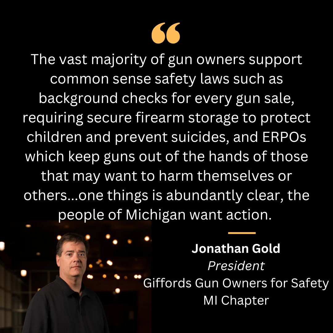Advocate, gun owner, gun violence survivor, and Michigan President of @GiffordsCourage Gun Owners for Safety, Jon Gold, couldn't have said it any better. 'People of Michigan want action.' Let's Get This Done! #HonorWithActionRally #WeCanEndGunViolence