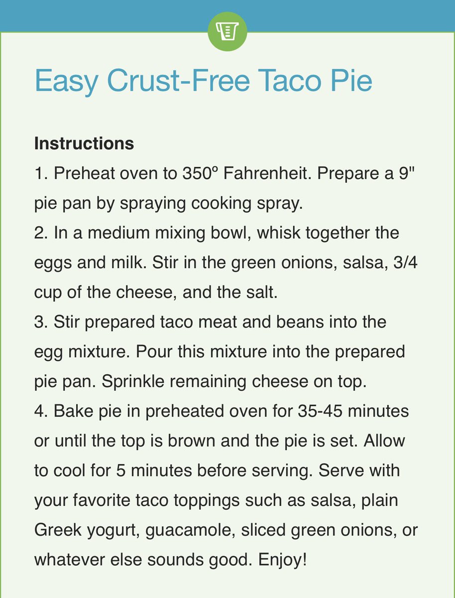 Grace Derocha RD CDCES MBA (@gracedietitian) on Twitter photo Q5: I love a leftover & repurposing them. Think <a href="/FoodNetwork/">Food Network</a>’s Chopped! One fave is purposefully making extra taco meat to turn into taco pie. It is a family fave and so easy. #NNMChat 🌮🥧 Q5: I love a leftover & repurposing them. Think <a href="/FoodNetwork/">Food Network</a>’s Chopped! One fave is purposefully making extra taco meat to turn into taco pie. It is a family fave and so easy. #NNMChat 🌮🥧