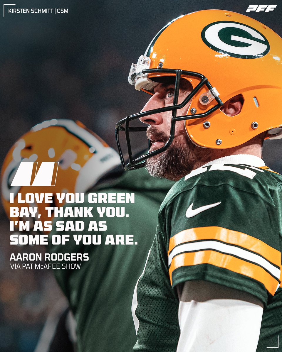 PFF's tweet photo. Aaron Rodgers has nothing but love for the city of Green Bay https://t.co/12d6NZ8vF7