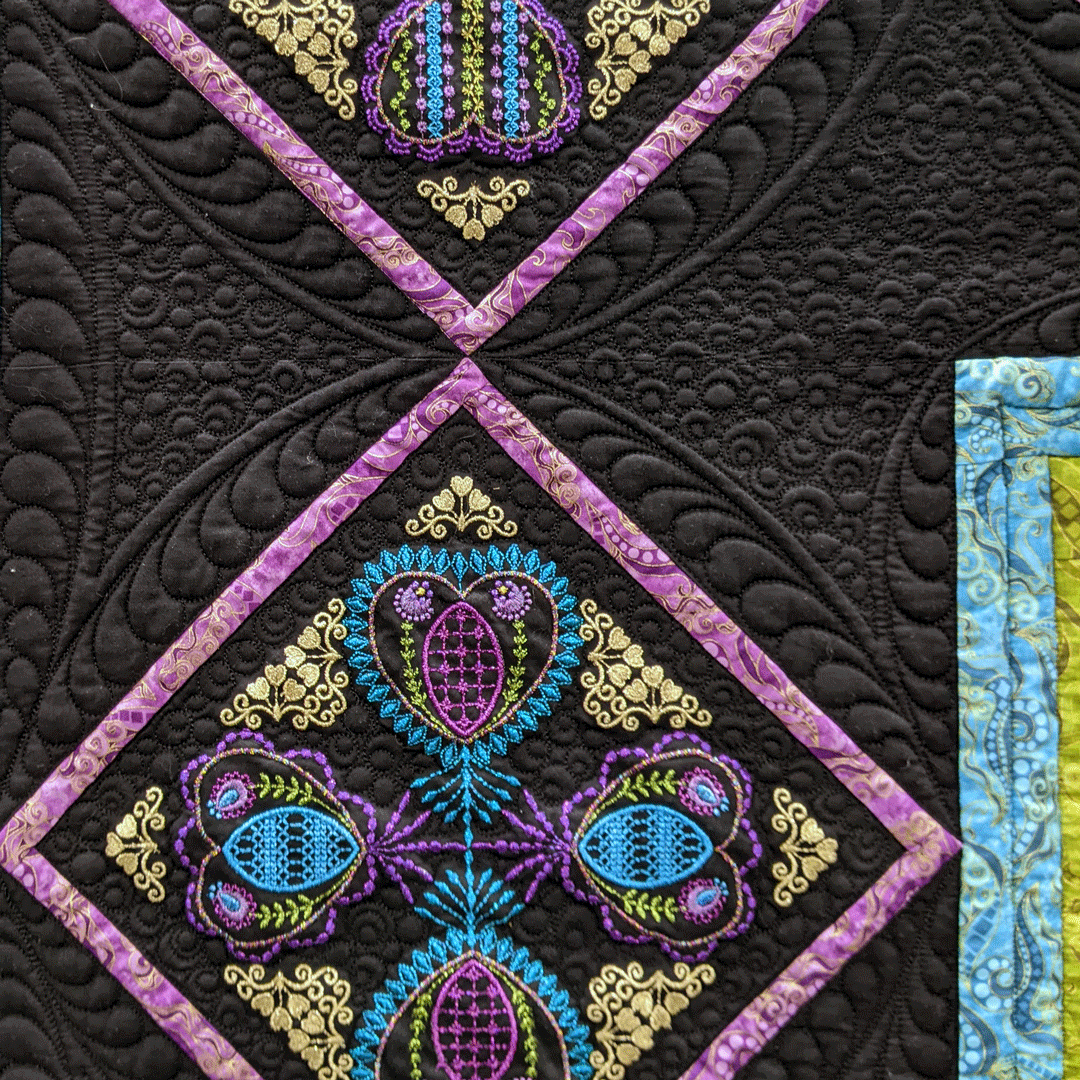 WIQuiltShow's tweet photo. "Heartful Celebration," created by Marlene Beeler of Sutter, Illinois and quilted by Stacie Spradlin, entered in the 2022 Quilt Contest, Machine Quilted Bed Size - Appliquéd - Mixed or Other category. 

Pattern/design source: Janet Sansom embroidery designs
#WisconsinQuiltShow https://t.co/wCSvazSu1D