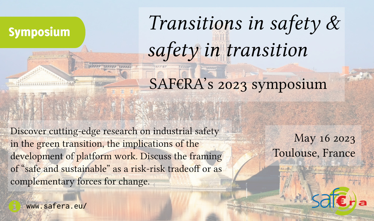 Save the date! SAF€RA's 2023 symposium titled “Transitions in safety &amp; safety in transition” will take place on May 16th in Toulouse, France.
safera.eu/news/2023/symp…