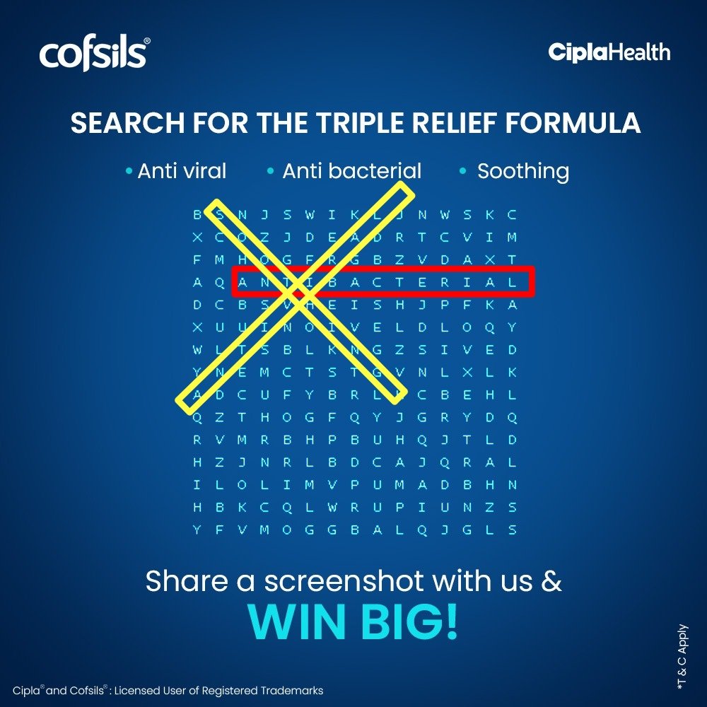 Searched the triple relief formula.
#contest #contestalert #contestalertindia #india #winbig #amazingprizes #Cofsils #SoreThroat #Sore #Throat #Remedy #sorethroatremedy #lozenge #lozenges #Health #killsgerms #QuickRelief #Quick #Relief #5mins @cofsils 
Below is my screenshot 👇