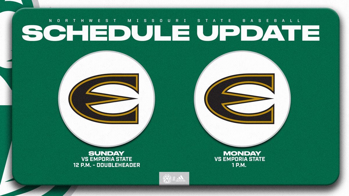 NWBearcatBSB's tweet image. ‼️ SCHEDULE UPDATE ‼️

Moving our series with Emporia State to Sunday &amp;amp; Monday. Sunday will be a doubleheader starting at noon ⤵️