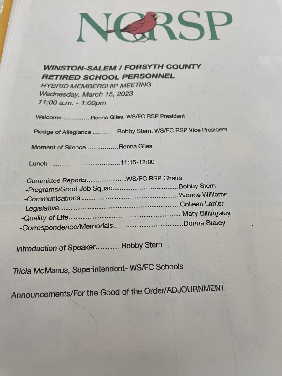 Honored to spend time with <a href="/wsfcs/">WS/FC Schools</a> retirees at the March Retired School Personnel membership meeting.  There were 31 retired educators in the room with 1,073 years of experience.  Talk about expertise and love of our profession.  I was truly humbled.