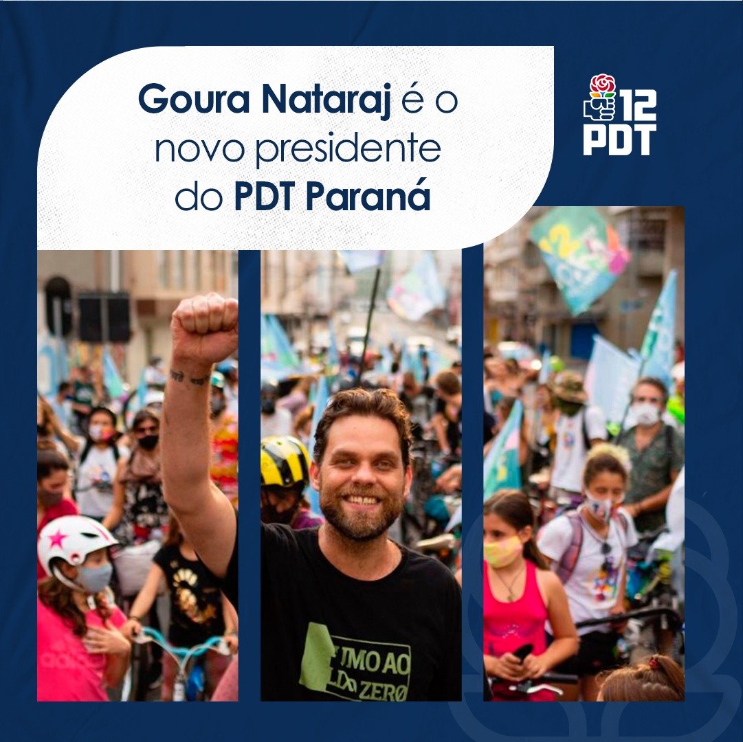 O dep. estadual <a href="/goura_nataraj/">Goura | Dep. Estadual do Paraná ✊🌱</a> assume com o compromisso de fortalecer o diálogo com o campo democrático e preparar o partido para as eleições de 2024. Nataraj é uma grande liderança ambiental do estado e um dos mais atuantes opositores ao governo estadual.
#PDT