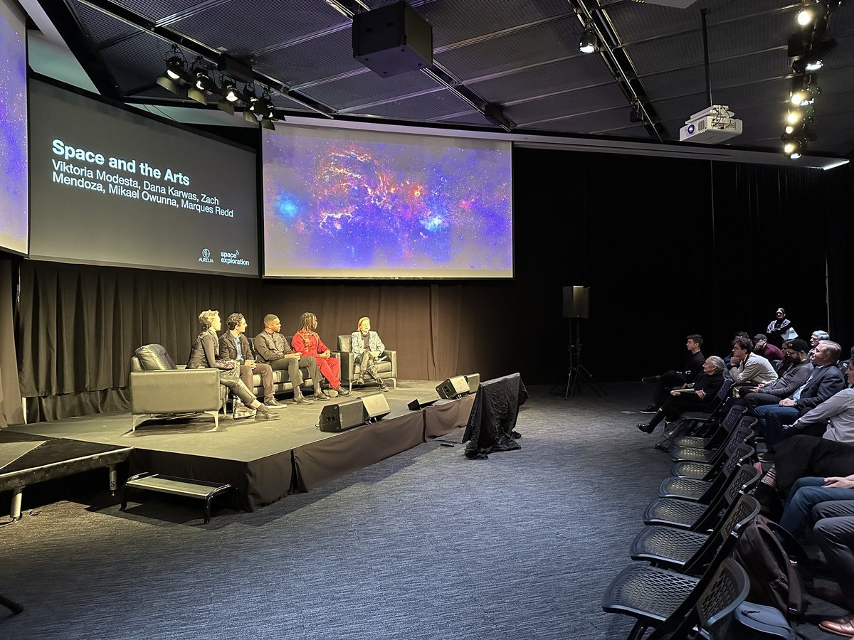 Great time to jump on the livestream and hear @VIKTORIAMODESTA @MikaelOwunna, Marques Redd, Zachary Mendoza, and @DanaKarwas rock their Space & the Arts panel! beyond.media.mit.edu