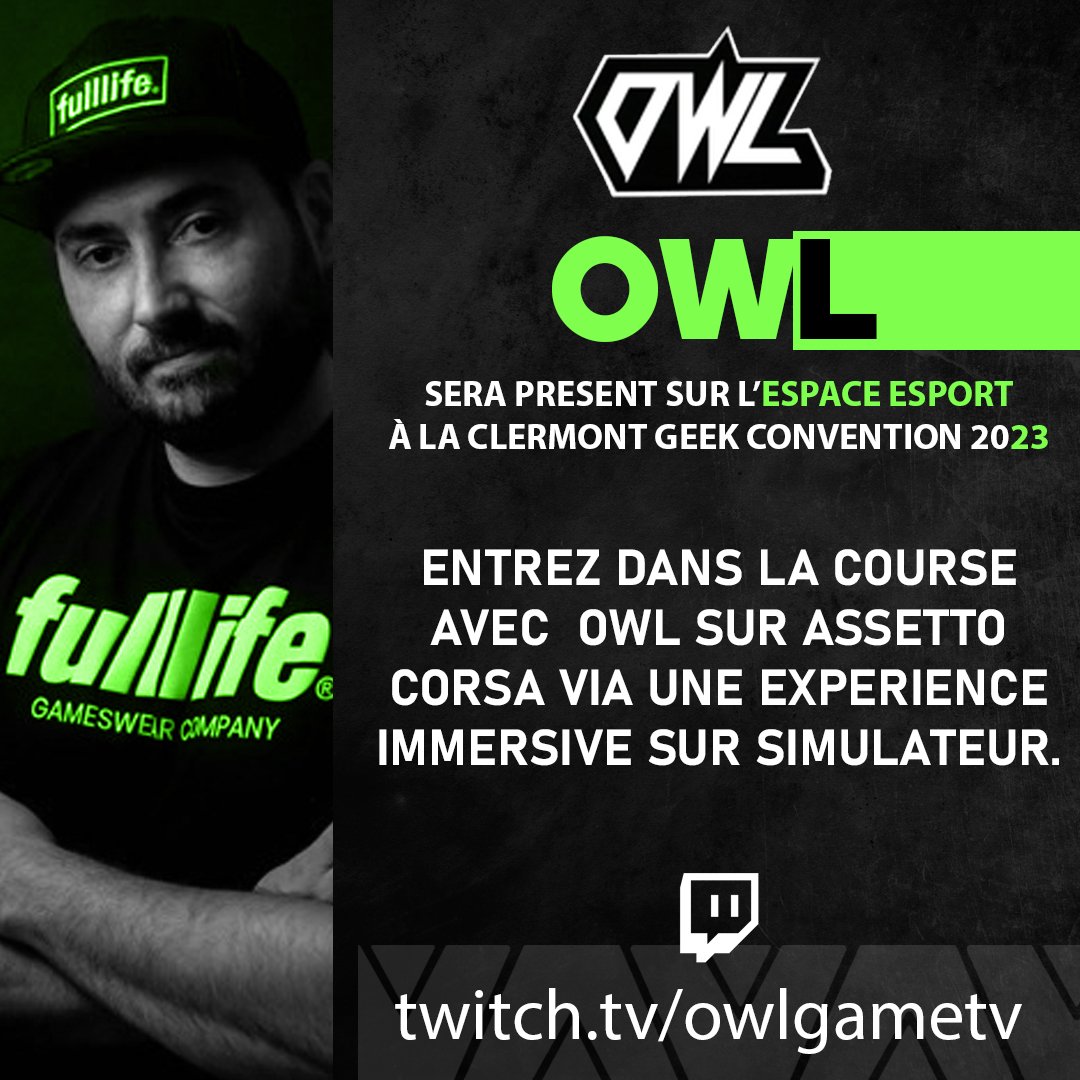 EspaceEsport's tweet photo. Nous avons le plaisir de vous annoncer notre premier streamer présent sur l'Espace Esport 👊

Venez rencontrer @owlgametv et son simulateur automobile tout au long du week-end ! 🔥 https://t.co/4tnnK3pIXU