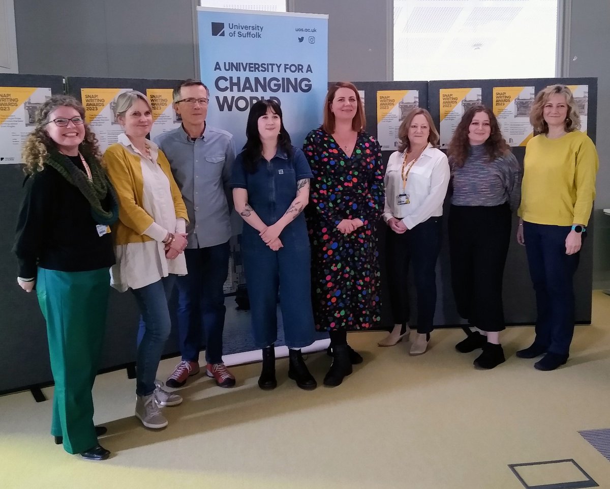 UOSEnglish's tweet photo. #SNAP An amazing afternoon celebrating the writing of our @UniofSuffolk students. Well done to all the writers who took part. HUGE thanks to the inspirational @KateSawyer, the fab @PrizeNewAngle @Ips_Institute for supporting us, and where would we be without Dial Lane Books?💛 https://t.co/YUdhc3TfpQ