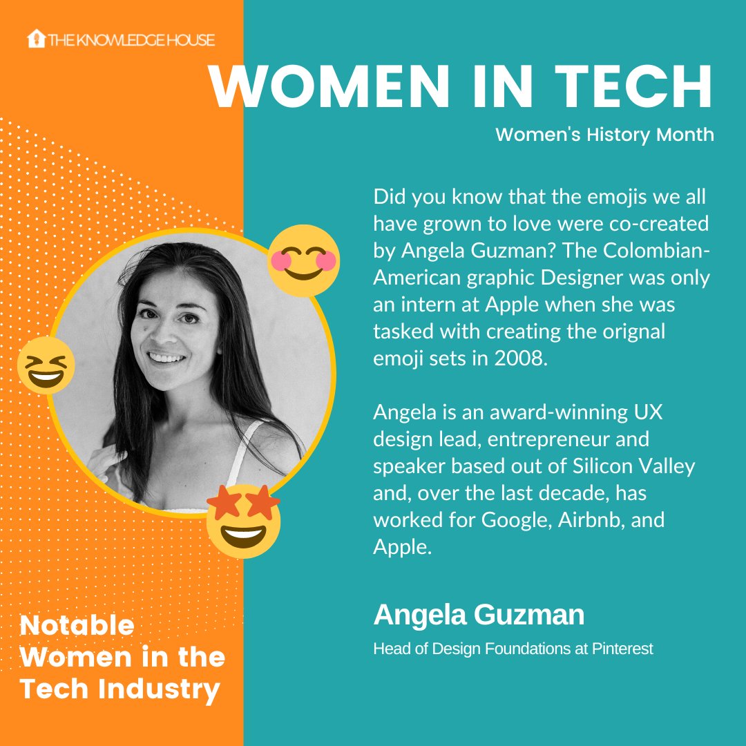 TheKnowledgeHou's tweet photo. Happy #WomenCrushWednesday! Innovative queen Angela Guzman put her creativity to the test and changed the IM experience for users around the world. Read about her journey here: https://t.co/QSU8LxUGMh

#WHM #WomensHistoryMonth #POC #WomeninTech #Apple #Emoji #UXUI #GraphicDesign https://t.co/rpC8Clcxiu