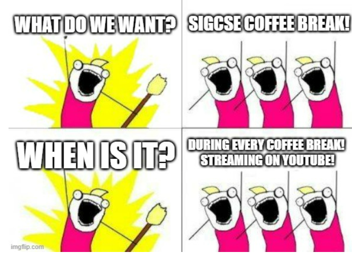 Join us for the third season of the SIGCSE Coffee Break show, live from the Exhibit Hall floor at the Metro Toronto Convention Centre! All upcoming episodes can be found at youtube.com/@SIGCSE_TS/str…