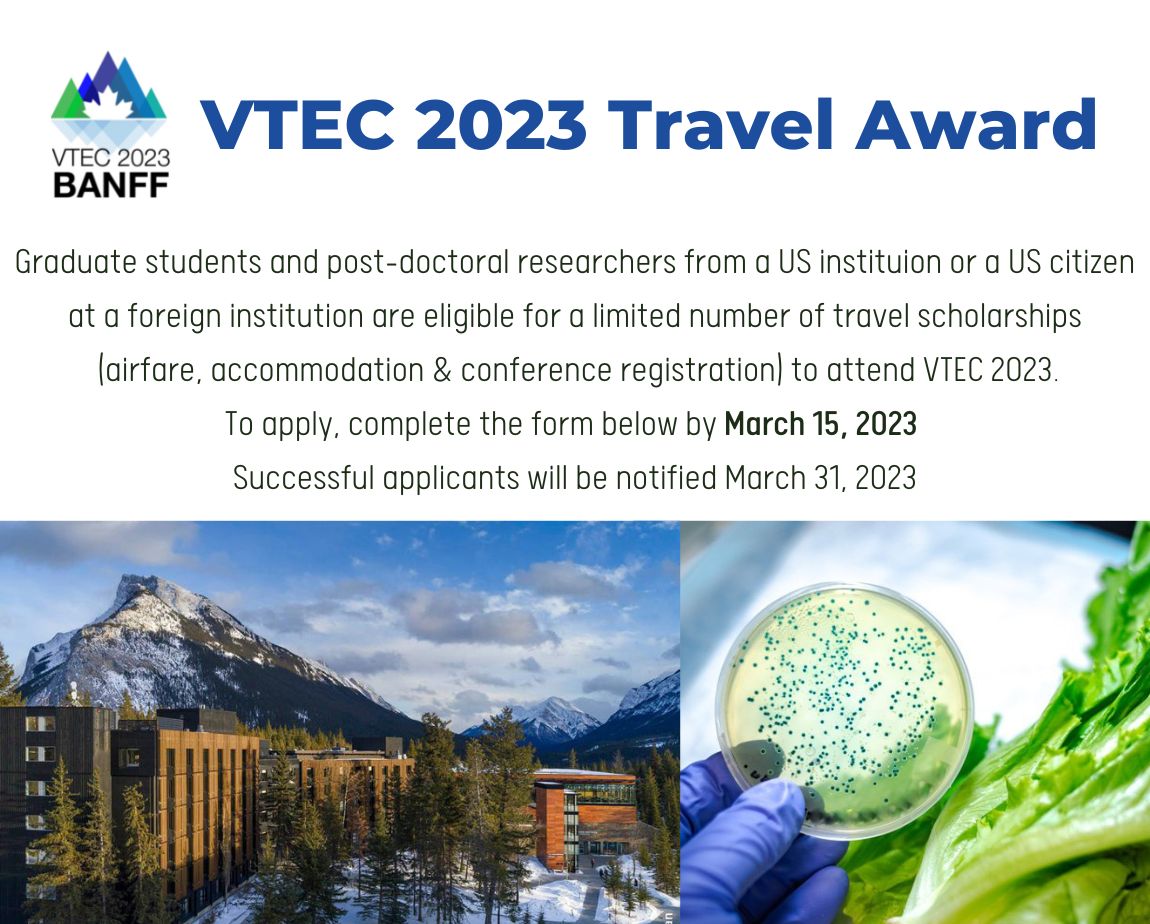 last day to apply - all expense travel award to attend <a href="/vtec2023/">11th VTEC 2023:Banff</a> in <a href="/BanffNP/">Banff National Park, Parks Canada</a>. Apply at this link: form.jotform.com/AbstractsAbstr… #award #usaresearchers #conference #science #ecoli #pathogen #humanhealth #banff #stec #vtec2023 #abstract #usagriculture #beef #cattle #usa #vtec #applynow