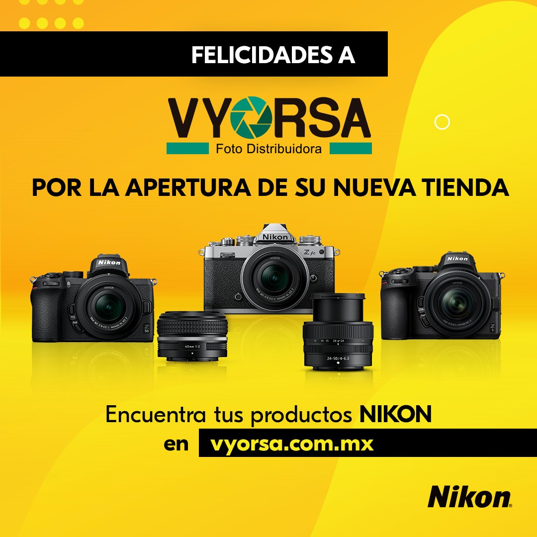 NikonMX's tweet photo. ¡Felicitamos💛 🎊 a Vyorsa por la apertura de su nueva tienda! @Vyorsa 

Les deseamos mucho éxito en esta nueva etapa 💛📸. https://t.co/jmu72ybPMO