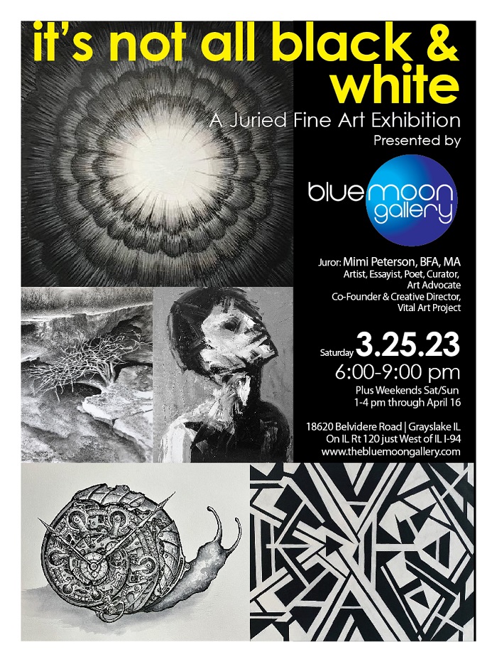 chicagoart's tweet photo. Blue Moon Gallery: It’s Not All Black &amp; White. Opening Reception: Saturday, March 25, 6-9pm. https://t.co/fDtQJjh7J6