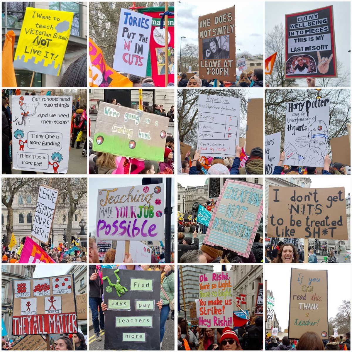 Amazing teacher placards in London today! #SaveOurSchools