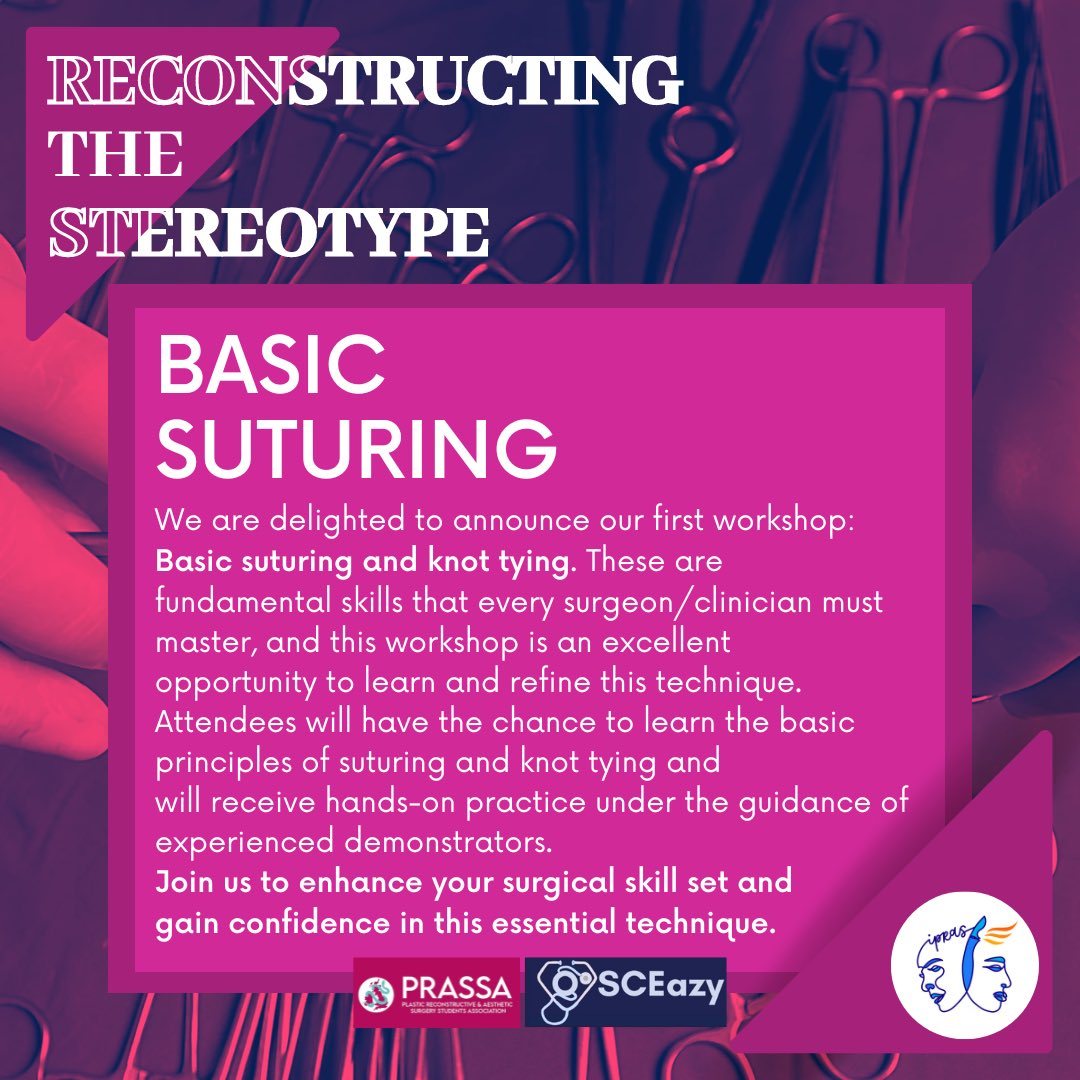 ICPlasticSurg's tweet photo. Announcing our first RTS Workshop! Swipe to learn more about the first of the fantastic workshops we have lined up for day 2 of our conference! Get your ticket now via the link in our bio 📌
#reconstructingthestereotype #RTS #iPRAS #plasticssurgery #meded #medicalstudent https://t.co/q74nceopHx