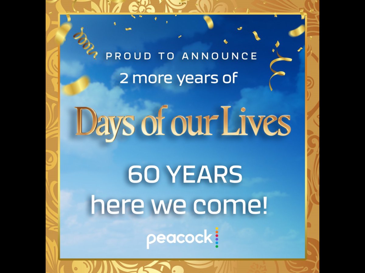 Congratulations to everyone at #Days @peacock @DaysPeacock https://t.co/ipb3rJuVaV
