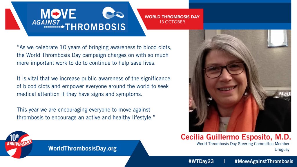 thrombosisday's tweet photo. Dr. Cecilia Guillermo of the WTD Steering Committee shares her thoughts on the new World Thrombosis Day campaign theme 'Move Against Thrombosis.' 

Get to know Dr. Guillermo here: https://t.co/2CzKUtrtSE

#WTDay23 #WorldThrombosisDay #MoveAgainstThrombosis https://t.co/iHjW9xTiIO