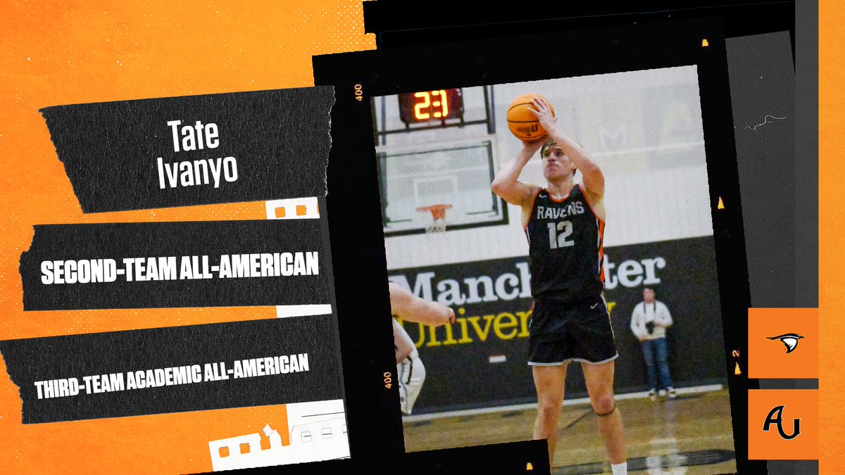 AthleticsAU's tweet photo. Congrats to @AURavensMBB's Tate Ivanyo on being named an @NABC1927 Second-Team All-American, a third-team @AcadAllAmerica Third-Team Academic All-American and a @d3hoops First-Team All-Region selection! #SoarRavensSoar #GBGR https://t.co/brijNHbwU0