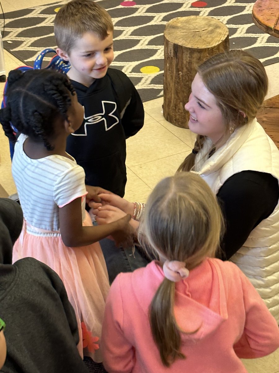 Cartycrew's tweet image. Three of my favorites came to be mystery readers today. My son, daughter, and Winston came in to surprise the Carty Crew! ❤️