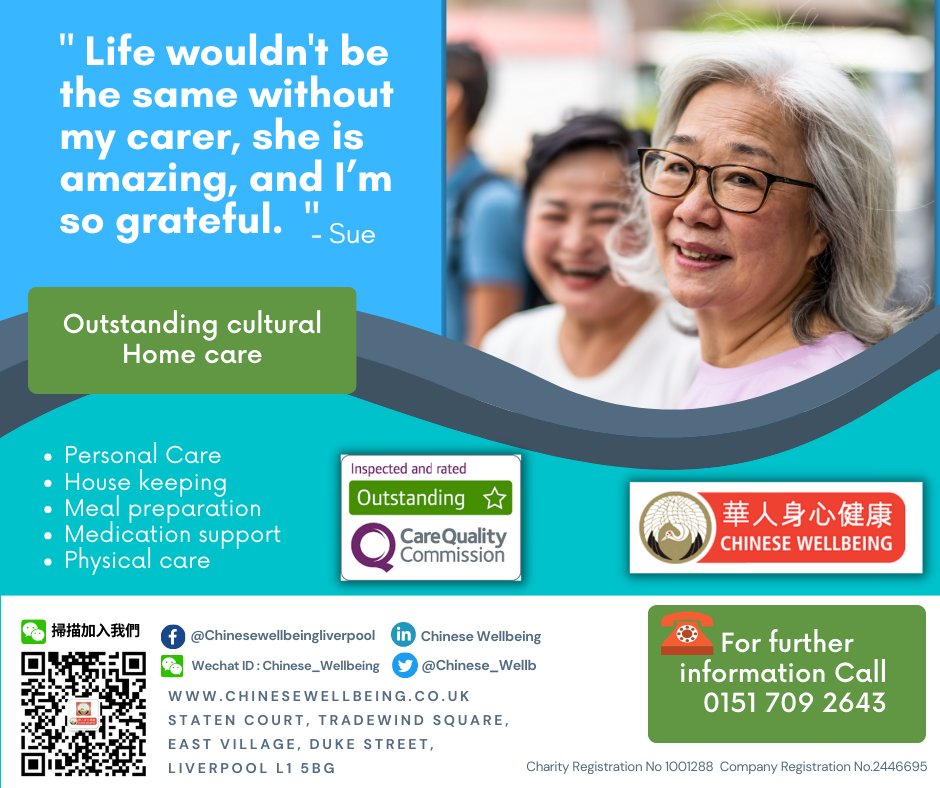 Chinese_Wellb's tweet photo. Is your #mobility preventing you from doing things you enjoy? 👨🦽💊🍽️🚽
Finding it hard to take #care of yourself?
👉https://t.co/MBfz6VUjzW
We're here for you #homecare #Chinese #carers #Domiciliarycare #personalcare #mealprep #physicalcare https://t.co/iixpeUkgfj