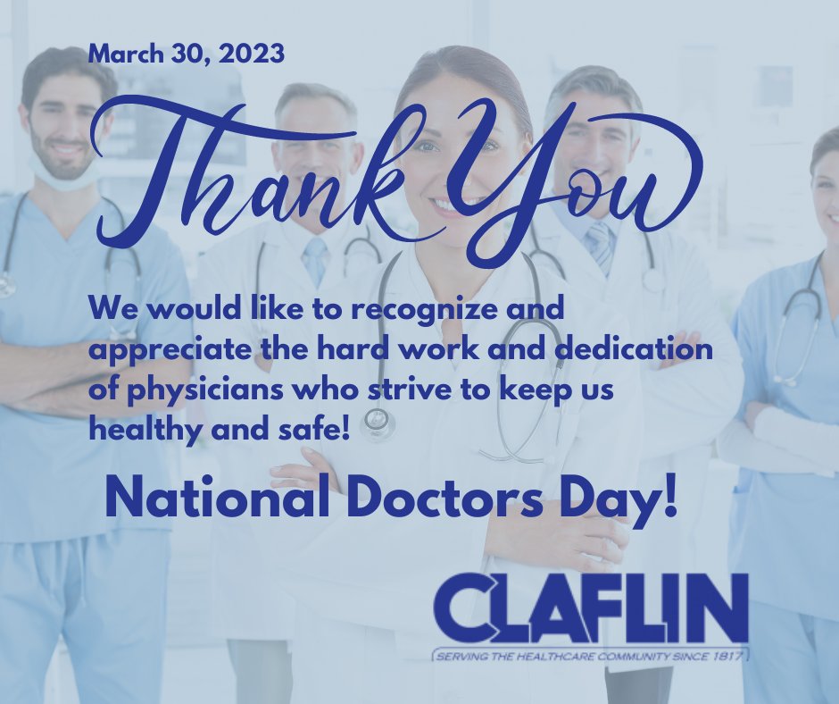 ClaflinCo's tweet photo. We would like to celebrate the contributions of physicians to the health and well-being of society. 

#NationalDoctorDay #DoctorsDay #HealthcareHeroes #Gratitude #Appreciation #Medicine #Physicians #HealthcareProfessionals #MedicalCommunity #PatientCare #PublicHealth https://t.co/iEC2xBYWcQ