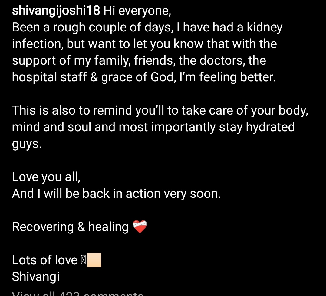 get well soon angel wishing u a speedy recovery I am just not understanding what to say but remember that you are god's child all our prayers, blessings and wishes are with you you will bounce back stronger meri sherni ♥️🥺
#ShivangiJoshi #Shivangians