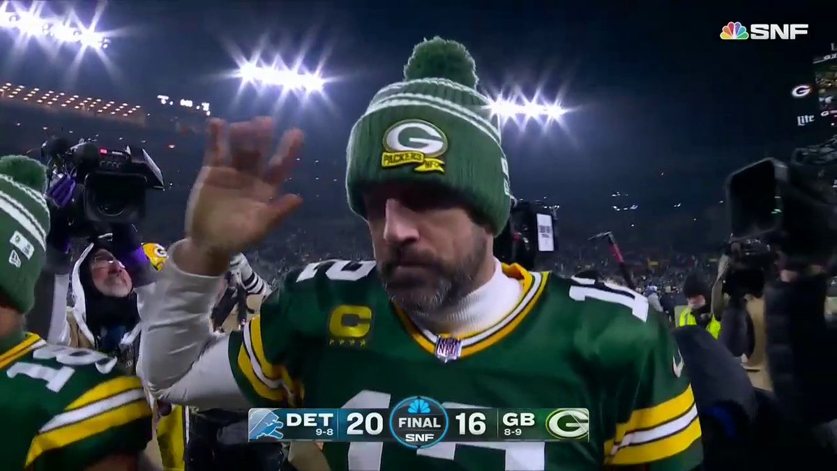 NFLonFOX's tweet photo. 1.8.23.

The last time Aaron Rodgers walked off Lambeau Field as QB for the Green Bay Packers. https://t.co/mXPFLUTmju