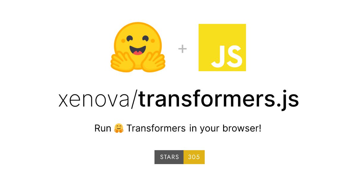 xenovacom's tweet image. Transformers.js just hit 300 stars on GitHub... only 5 days after reaching 200!🤯

Thank you for all your support! We can&apos;t wait to bring more @huggingface models to your browser! 🔥 #WebML

github.com/xenova/transfo…