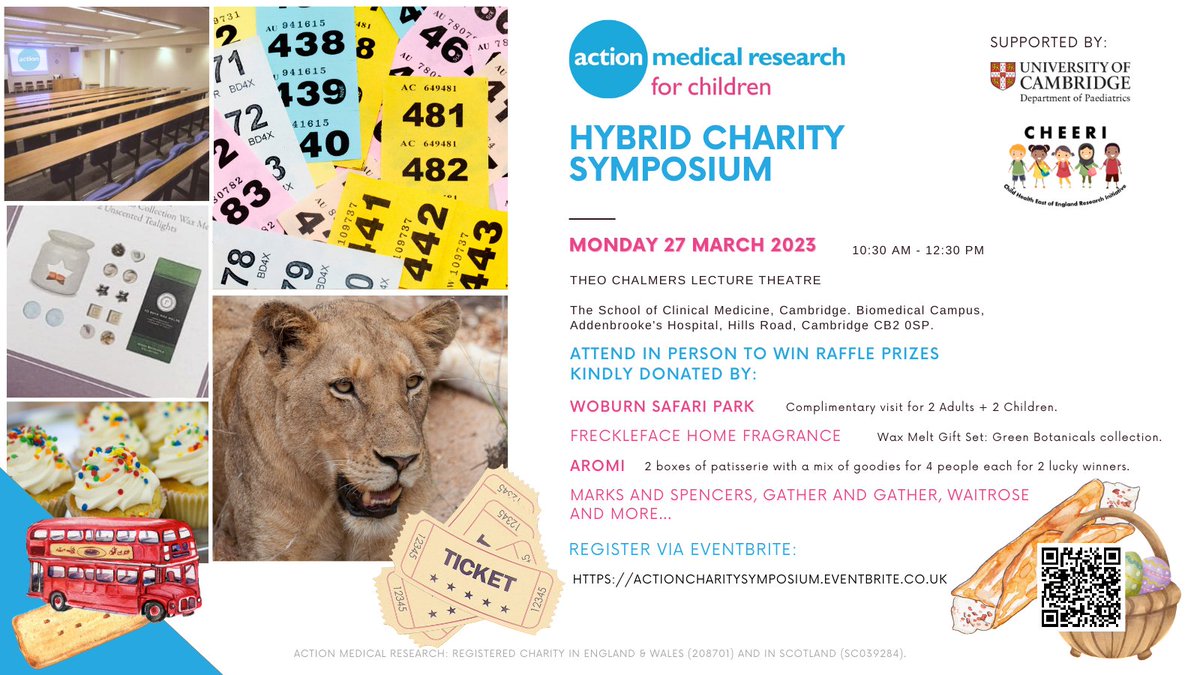 Remember to bring change: The @actionmedres charity symposium starts tomorrow at 10:30. There will be cakes on sale and a raffle. RT @CHEERI2022 @eastpaeds @PureEducators @cuh_picu @CUH_NHS  @Cambridge_Uni 