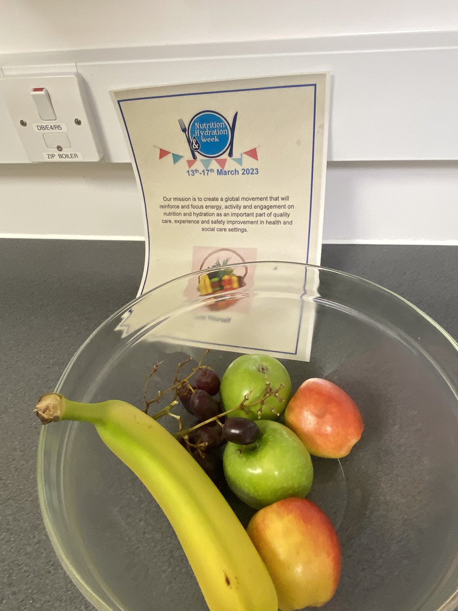 The fruit bowl nearly empty in our staff room, enjoying Nutrition &amp; Hydration week
