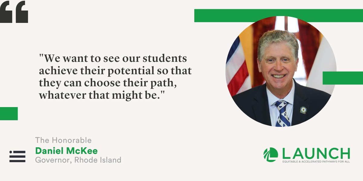 NewAmericaEd's tweet image. Speaking to The Ocean State&apos;s participation in #LaunchPathways, @GovDanMcKee says that RI aims to &quot;reach every family and every student&quot; and &quot;lower hurdles&quot; that may threaten their pursuit of college and careers.