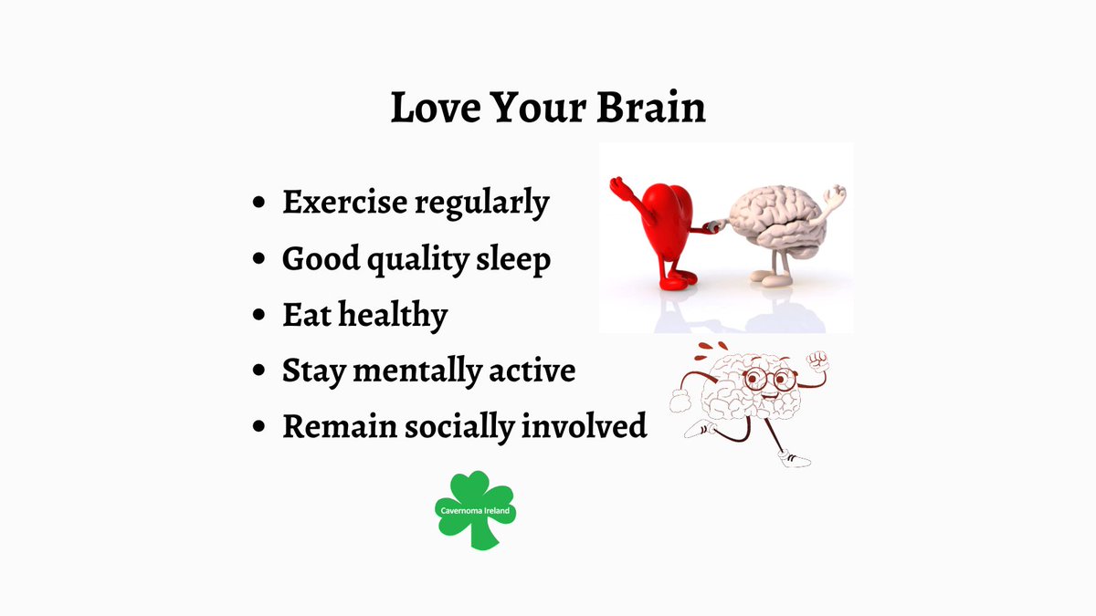 ❤️#LoveYourBrain  Take care of it & it will take care of you! Keep your Brain Healthy
🧠#InvestInYourBrainHealth 
⁍ Exercise regularly 
⁍ Good quality sleep
⁍ Eat healthy
⁍ Stay mentally active 
⁍ Remain socially involved

#InvestInBrainHealth #BrainAwarenessWeek #Cavernoma