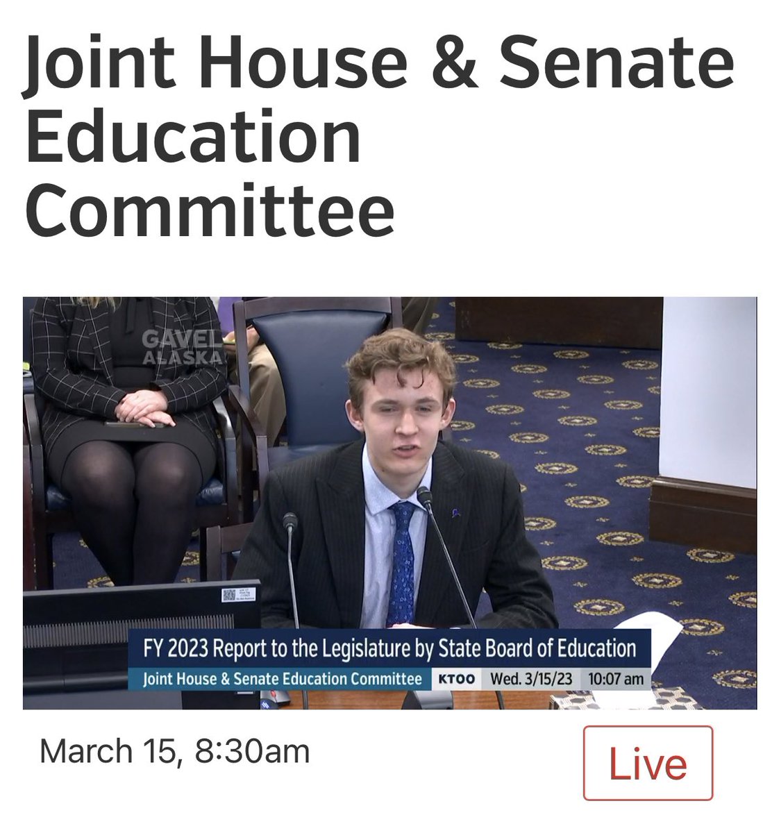 Breaking: Student Reps on the AK State Board of Education are given the floor by Rep. Allard and completely roast @GovDunleavy’s weirdly-familiar-to-12-other-states HB105. Sussinct, intelligent, level-headed points made. Bravo. #akleg #aklearns