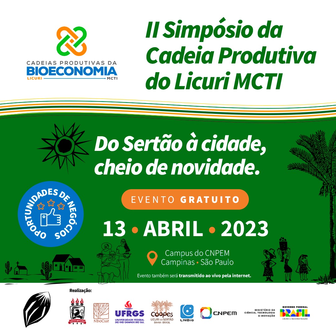 CNPEM's tweet photo. Estão abertas as inscrições para o II Simpósio da Cadeia Produtiva do #Licuri #MCTI. O evento visa promover oportunidades de negócio nos setores alimentício, cosmético e farmacêutico. Gratuito, o evento acontece no #CNPEM, dia 13/4! Detalhes: https://t.co/VvO7eZR4P2 https://t.co/iqyLdZ2zmW