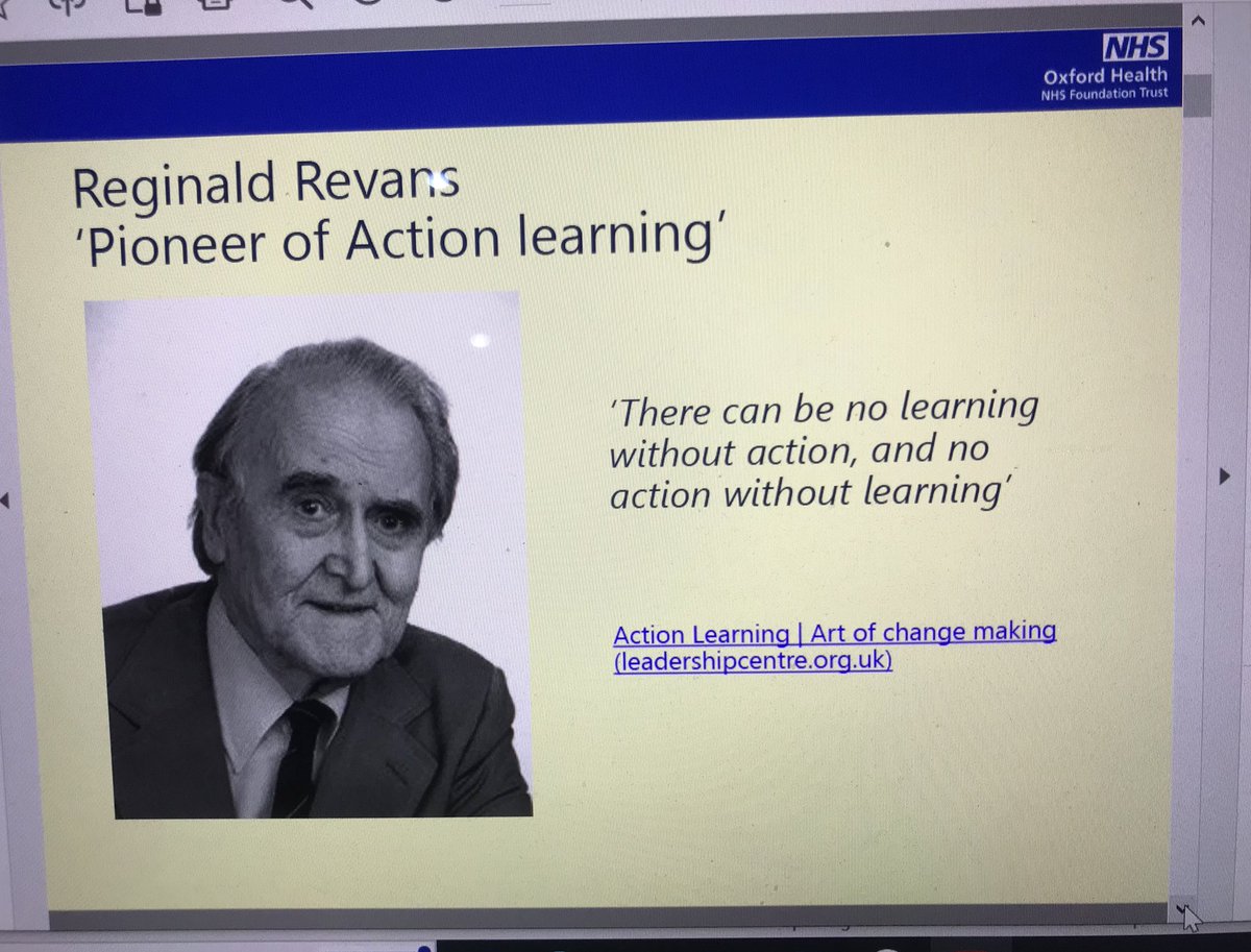 BOBAHPFaculty's tweet photo. Reflective thinking and learning can be so powerful in clarifying our thoughts & moving forward.
👂🤔💭💡
Great training session from Claire @OxfordHealthNHS to support us in facilitating #ActionLearningSets as part of our #systemLeadership course in #BOB https://t.co/4OIa8nn5WW
