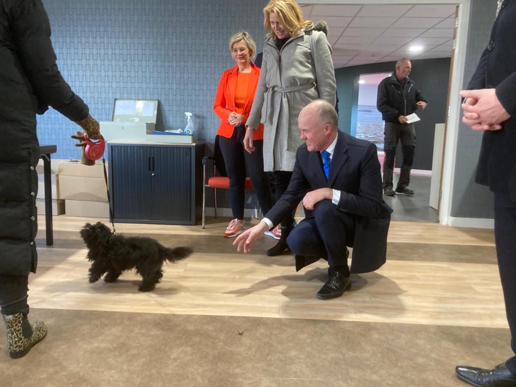 frieschdagblad's tweet photo. In stembureau De Waadwente in Dokkum kwam ook @cdkfryslan een hond tegen. Jullie mogen weer: verzin een bijschrift. #verkiezingen15maart https://t.co/4SPTWxiAU9