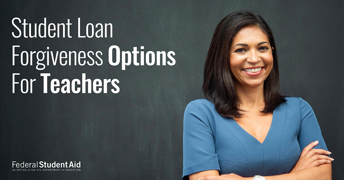 usedgov's tweet photo. Educators! #DYK that ED has multiple federal student loan forgiveness programs for teachers, including Public Service Loan Forgiveness? 

Explore your options with info from @FAFSA: https://t.co/NqiASSVEuq 
#WednesdayWisdom https://t.co/v8dljgE6FS