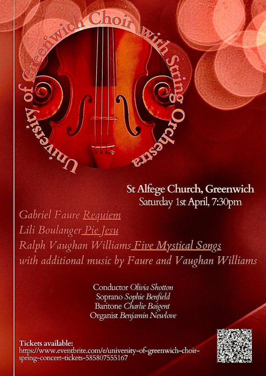 UofGChoir's tweet photo. Tickets are now available for our upcoming concert!
Details: 7:30 pm on Saturday 1 April 2023 at St. Alfege Church, Greenwich 
get your tickets here: https://t.co/8OPC5v4zsk https://t.co/1nhnRD9sLm