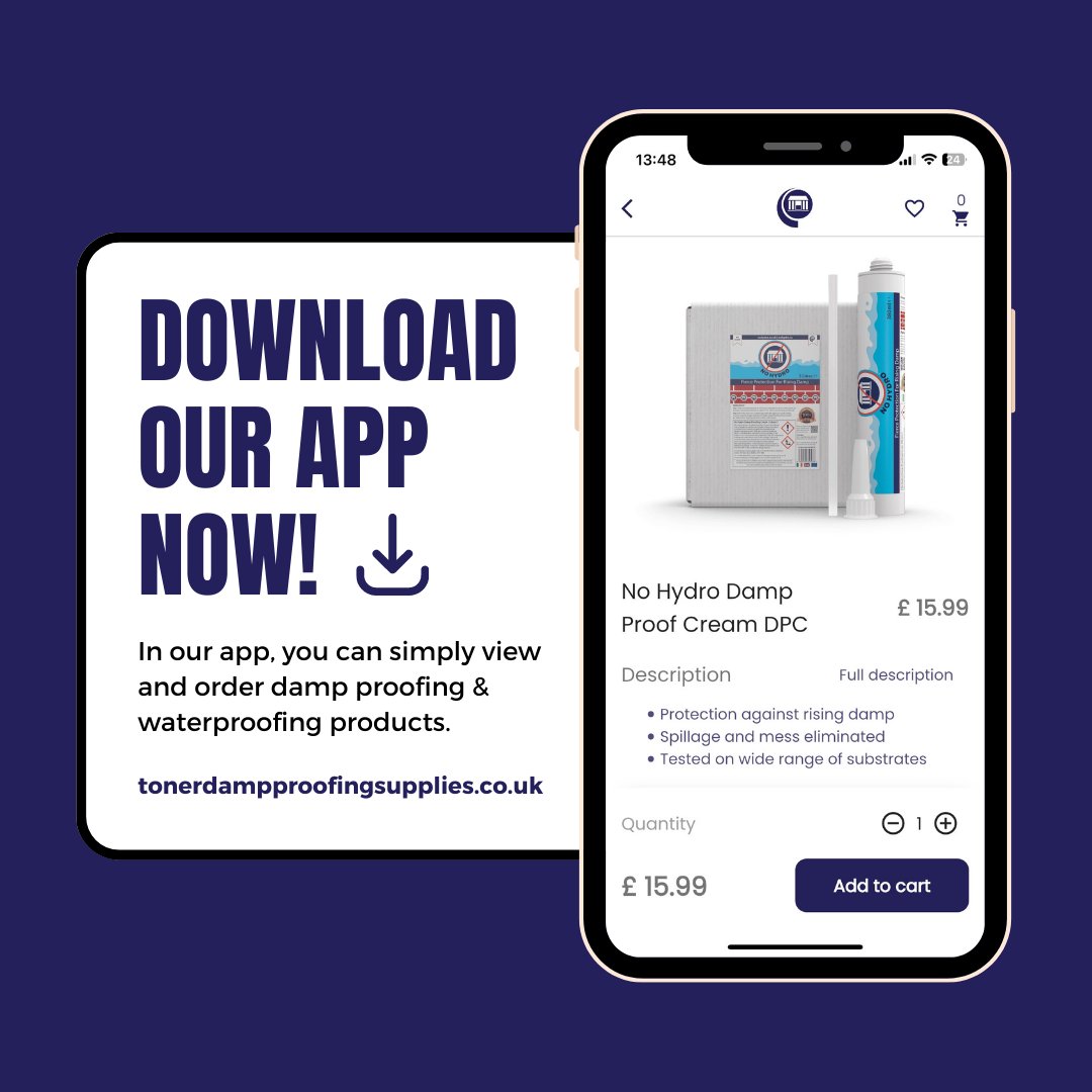 Our new app makes damp proofing and waterproofing easy and affordable! Download now and discover our range of high-quality products that will keep your property safe and dry.  
Download Now: onelink.to/3bh3dq